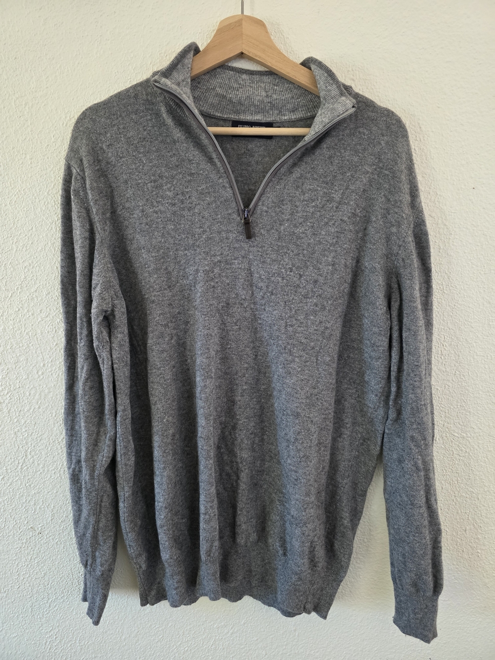 Filippo Riberti Men's Grey Half-Zip Sweater - Made In Italy